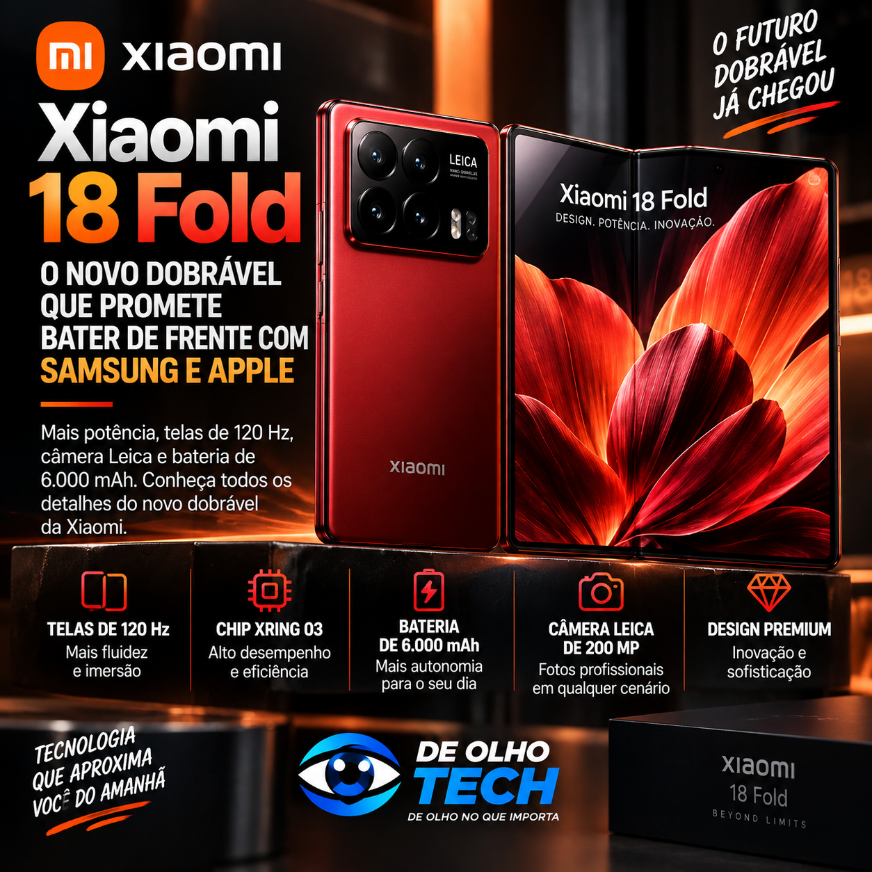 Xiaomi 18 Fold em destaque após lançamento em 2026
